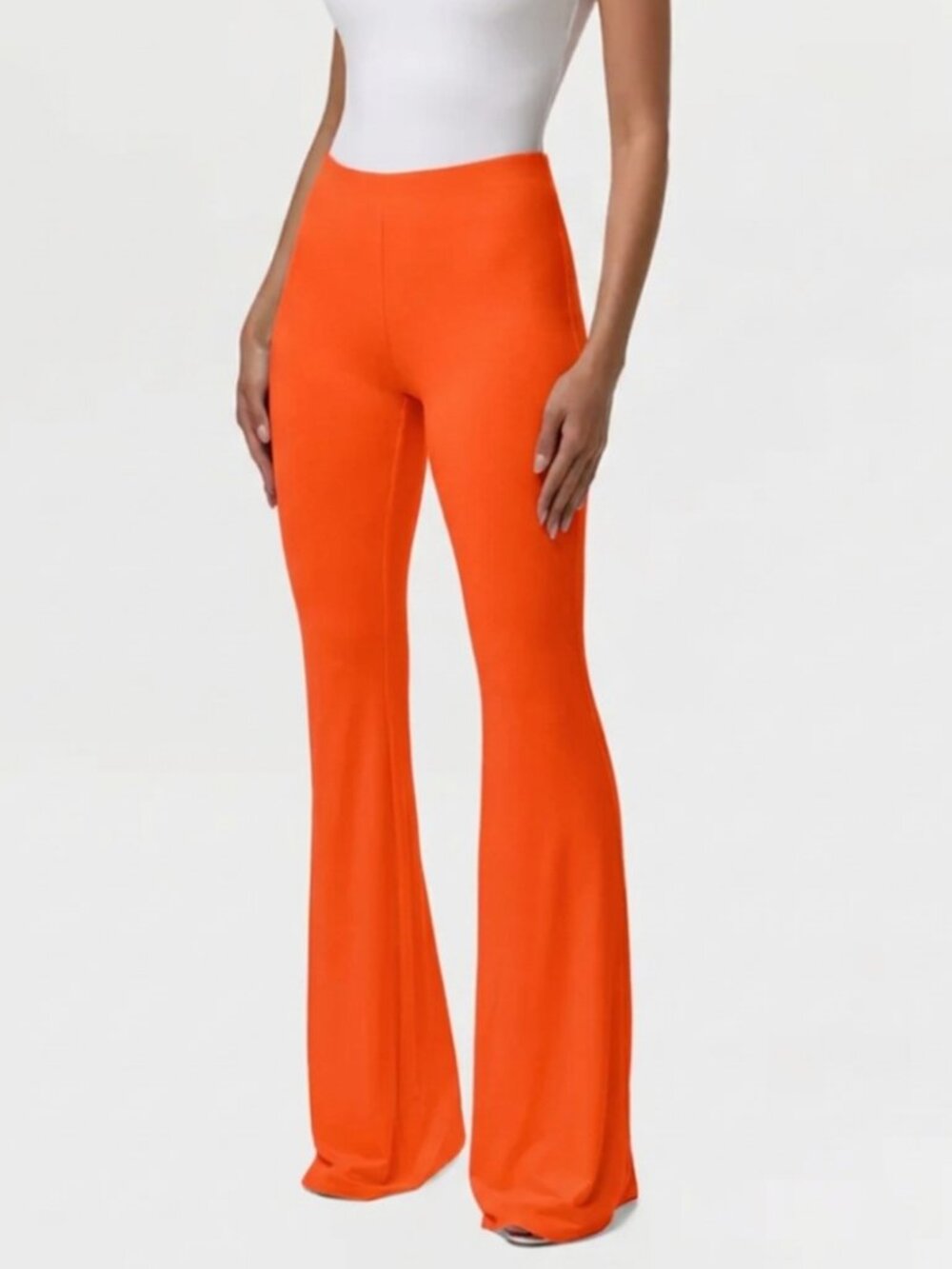 Naked Wardrobe Smooth Bootcut Pants Orange High Wiast Seamless Size L NWT